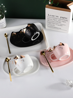 Cute Cat Coffee Cup and Dish Set
