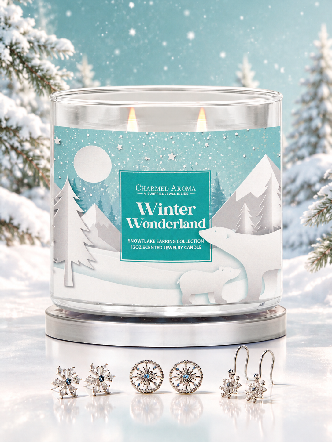Winter Wonderland Candle - Snowflake Earrings Collection